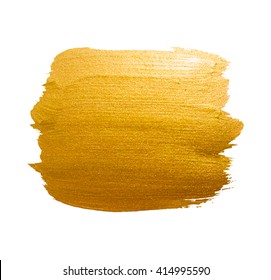 Vector shining brush stroke for you amazing design project. Isolated on white. Abstract hand painted golden background for certificate, gift, voucher, present, discount, invitation, wedding card.