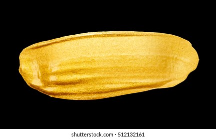 Vector shining brush stroke for you amazing design project. Gold poster isolated on black. Vector abstract grunge hand painted golden background. 