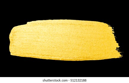Vector shining brush stroke for you amazing design project. Gold poster isolated on black. Vector abstract grunge hand painted golden background. 