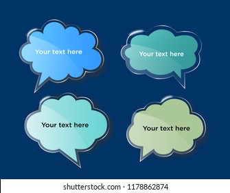 Vector, shining bubbles set, neon bubbles, yellow bubbles and blue bubbles, price tags, stickers.