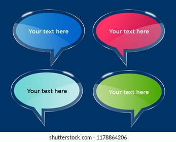 Vector, shining bubbles set, neon bubbles, yellow bubbles and blue bubbles, price tags, stickers.