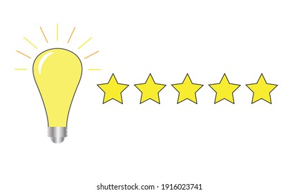 A Vector Of Shining Bulb With Five Star Rating Symbol As The Best Energy Saver Rating.