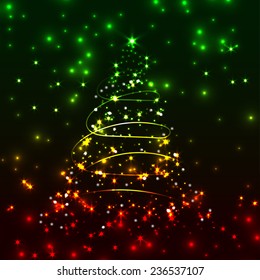 Vector Shining Christmas Tree. Modern New Year illustration.
