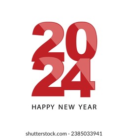 Vector Shining flat red Numbers Design for 2024 Happy New Year Creative Card Design New Year and Christmas Banner Design Christmas Printable Card or Banner Design Sketch with Christmas tree branch