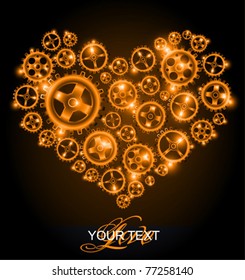 Vector shining gear heart background
