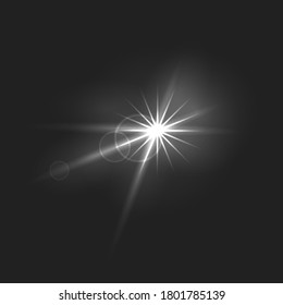 Luz vectorial que brilla aislada en el fondo oscuro.