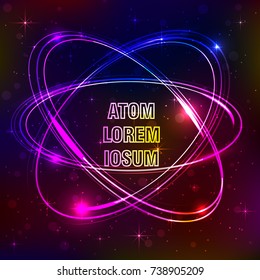 Vector shining neon lights atom model