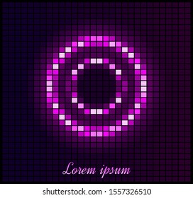 Vector shining neon pixel background. Christmas and new year card