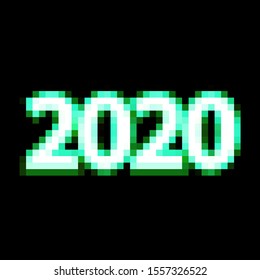 Vector shining neon pixel background. Christmas and new year card