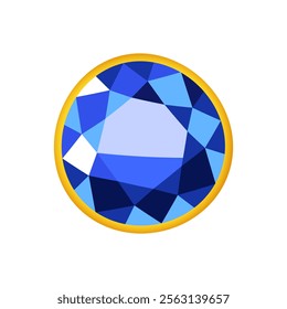 Vector shining precious gem in blue color isolated on white background.