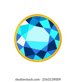 Vector shining precious gem in turquoise color isolated on white background.