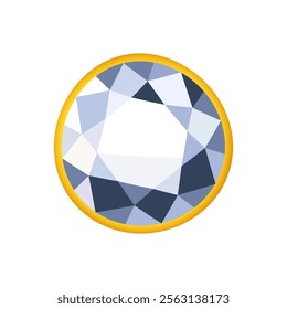 Vector shining precious gem in white color isolated on white background.