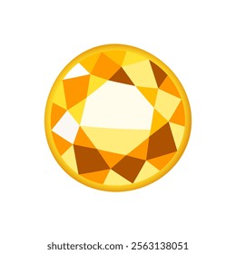 Vector shining precious gem in yellow color isolated on white background.
