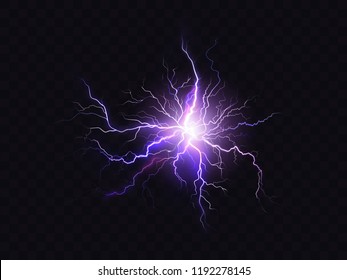 Vector shining purple lighting isolated on dark background. Illuminated violet electrical discharge, neon effect. Digital effect of glowing, design decoration. Sparkle, fluorescence.