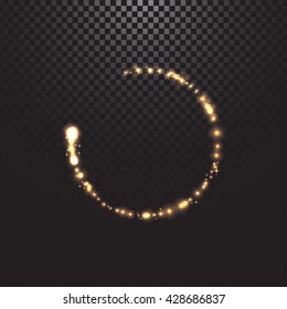 Vector shining twisted glitter comet trails. Special light flare effect