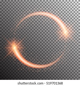 Vector shining twisted glitter comet trails. Special light flare effect