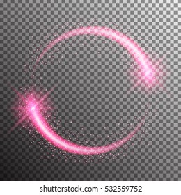 Vector shining twisted glitter comet trails. Special light flare effect