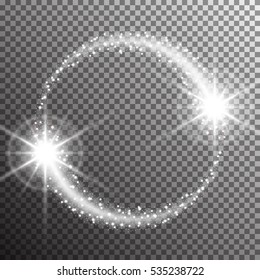 Vector shining twisted glitter comet trails. Special light flare effect