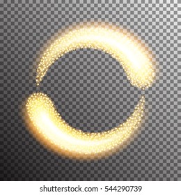 Vector shining twisted glitter comet trails. Special light flare effect