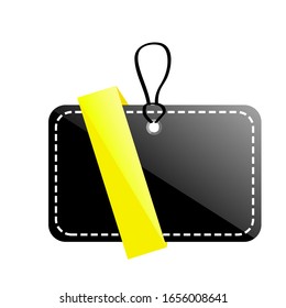 Vector Shinning Black and Yellow Blank Tag, isolated on white

