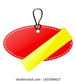 Etiqueta roja y amarilla en blanco para vectores aislados en blanco
