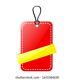 Vector Shinning Red and Yellow Blank Tag, isolated on white
