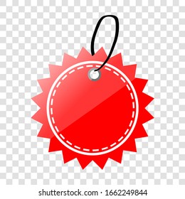 Vector Shinning Sun Shape Red and Yellow Blank Tag, isolated on white
