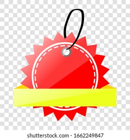 Vector Shinning Sun Shape Red and Yellow Blank Tag, isolated on white
