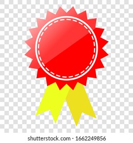 Etiqueta de forma roja y amarilla en blanco de forma vertical vectorial, aislada en blanco
