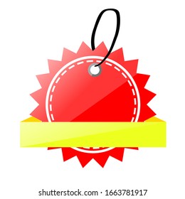 Vector Shinning Sun Shape Red and Yellow Blank Tag, isolated on white
