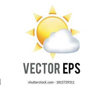 Die Vektorglänzende gelbe Sonne hinter einer kleinen weißen Wolke