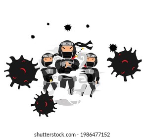 El vector de un shinobi mata el virus con su clon de sombra jutsu. el uso adecuado en los productos médicos, sanitarios, etc.