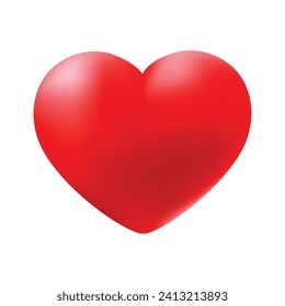 Vector shiny 3d heart on white background.