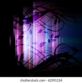 vector shiny background with floral ornament with leafs and flowers for design. eps 10