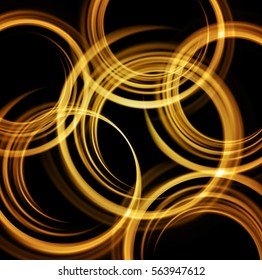 Vector Shiny background with gold color blurred circle. Abstract design