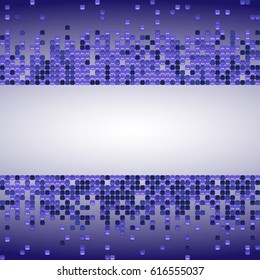 Vector shiny background with purple sequins. Horizontal background with dispersed particles. Vector illustration. Perfect for greeting card, banners, decoration, backdrop with place for text