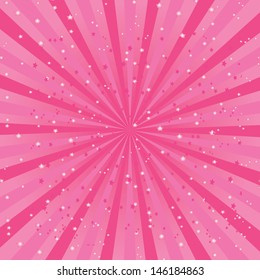 Vector shiny background with ray of light and stars. pink abstract background template for cover or website design. stars background vector