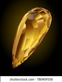 Vector shiny beautiful golden crystal heliodorus on dark background