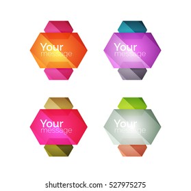Vector shiny blank web option boxes. Geometric elements suitable for text, infographics or navigation UI menu