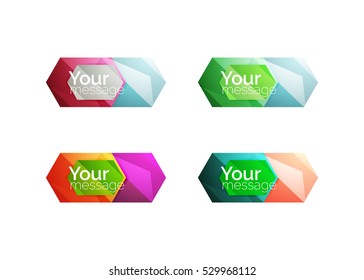 Vector shiny blank web option boxes. Geometric elements suitable for text, infographics or navigation UI menu