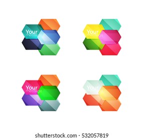 Vector shiny blank web option boxes. Geometric elements suitable for text, infographics or navigation UI menu