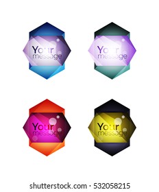 Vector shiny blank web option boxes. Geometric elements suitable for text, infographics or navigation UI menu