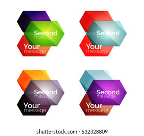Vector shiny blank web option boxes. Geometric elements suitable for text, infographics or navigation UI menu