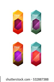 Vector shiny blank web option boxes. Geometric elements suitable for text, infographics or navigation UI menu