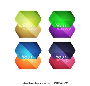 Vector shiny blank web option boxes. Geometric elements suitable for text, infographics or navigation UI menu