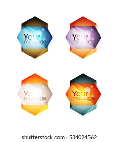 Vector shiny blank web option boxes. Geometric elements suitable for text, infographics or navigation UI menu