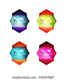 Vector shiny blank web option boxes. Geometric elements suitable for text, infographics or navigation UI menu
