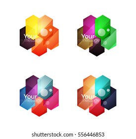 Vector shiny blank web option boxes. Geometric elements suitable for text, infographics or navigation UI menu