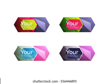 Vector shiny blank web option boxes. Geometric elements suitable for text, infographics or navigation UI menu