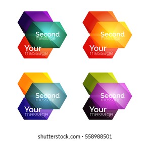 Vector shiny blank web option boxes. Geometric elements suitable for text, infographics or navigation UI menu